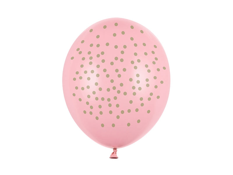 Palloncini rosa a pois dorati 30 cm 6 pezzi