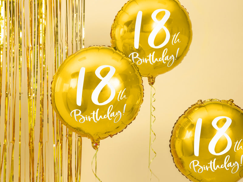 Palloncino ad elio 18° compleanno oro vuoto 45 cm