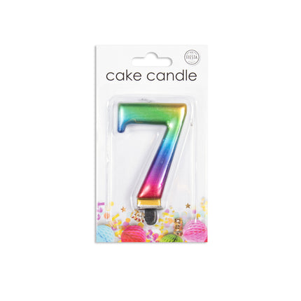 Candela 7 anni Arcobaleno 7cm