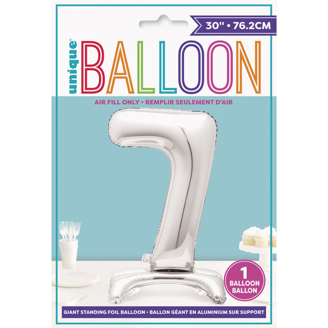 Palloncino in foil Figura 7 Silver Standard 76 cm