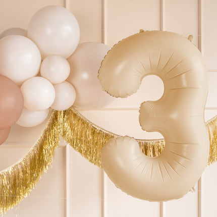 Palloncino in foil numero ''3'', 72 cm, beige