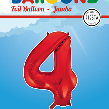 Palloncino Foil Figura 4 Rosso XL 86cm vuoto