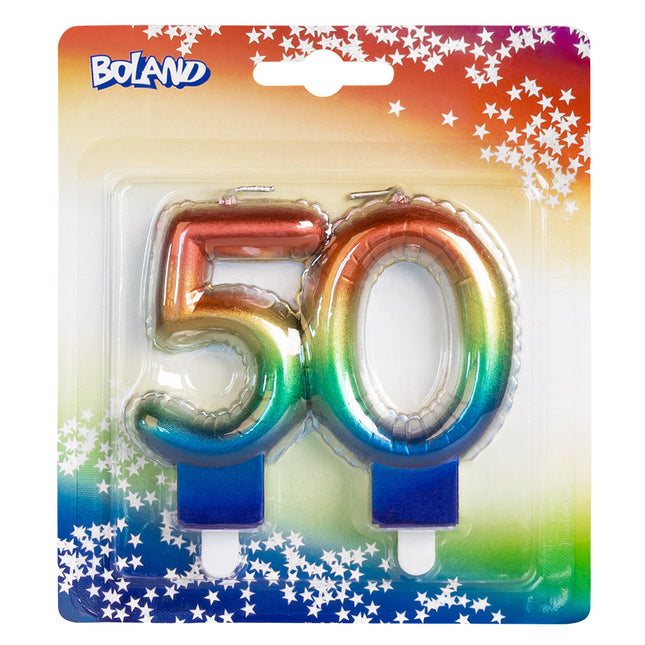 Candela arcobaleno 50 anni 8 cm