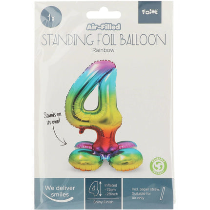 Palloncino in foil Figura 4 Arcobaleno con supporto 72 cm