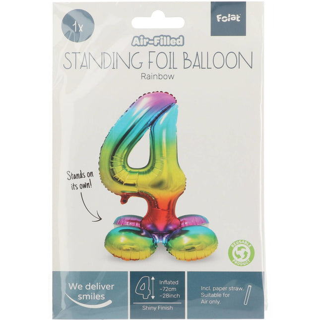 Pallone in foil Figura 4 Arcobaleno con supporto 72 cm