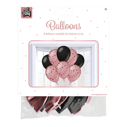 Palloncini oro rosa nero 30cm 6pz