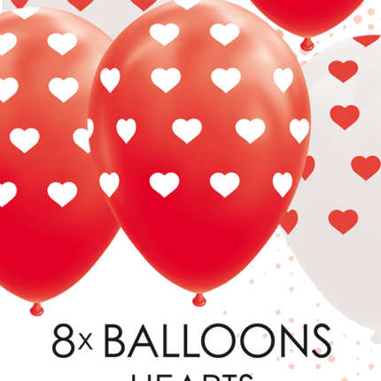 Palloncini cuore rosso bianco 30,5 cm 8 pezzi