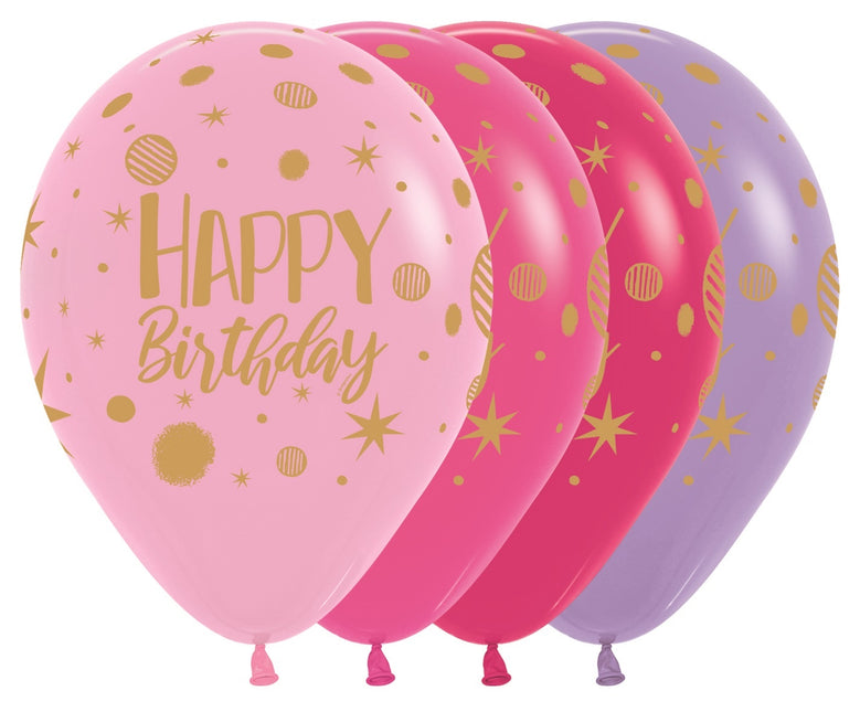 Palloncini Happy Birthday Sparkles Party Mix 30cm 25pz