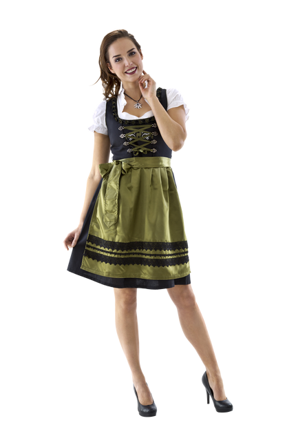 Dirndl nero verde oliva, cervo