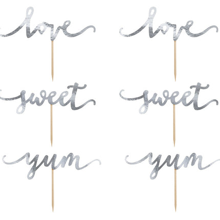 Cake toppers Love Silver 13cm 6pz