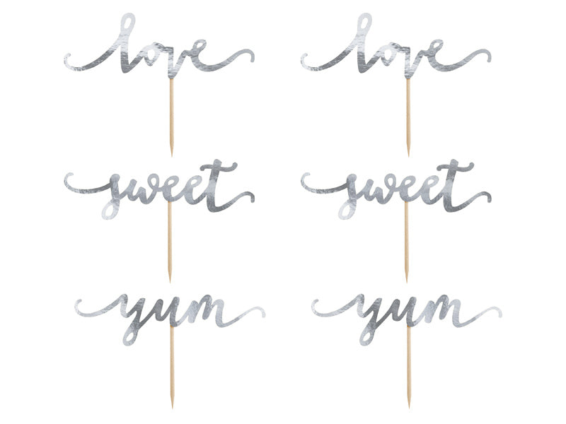 Cake toppers Love Silver 13cm 6pz