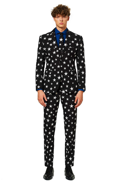 Tuta da uomo con stelle bianche e nere OppoSuits