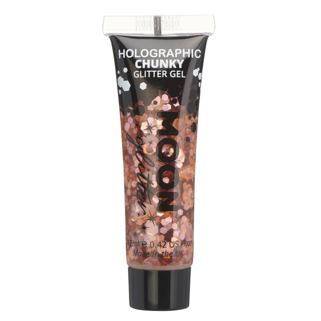 Moon Glitter Holographic Chunky Glitter Gel Rose Gold 12ml