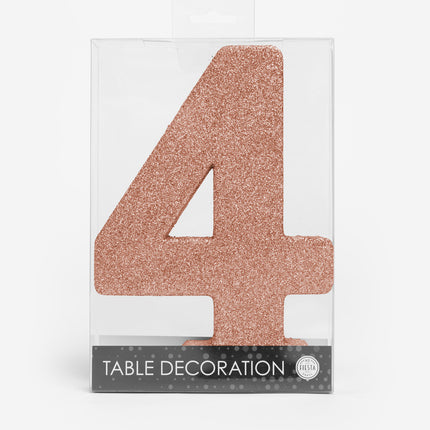 Decorazione da tavolo oro rosa Figura 4 Glitter 20,5 cm