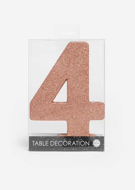 Decorazione da tavolo oro rosa Figura 4 Glitter 20,5 cm