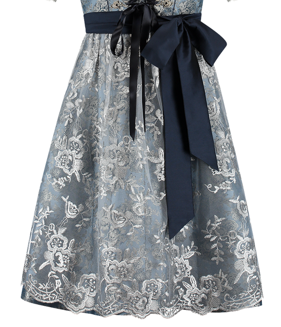 Dirndl 2-teilig, blau/grau Blumen