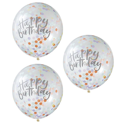 Palloncini con coriandoli Happy Birthday 30cm 5pz