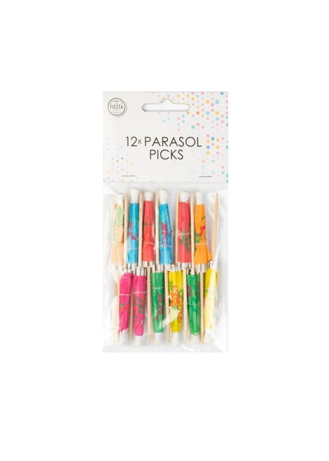 Bastoncini da cocktail Parasole colorati 8cm 12pz