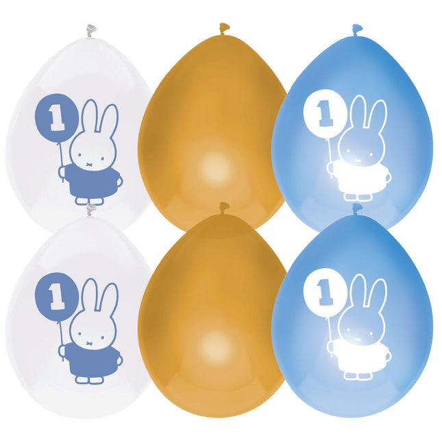 Palloncini Miffy 1 Anno Blu 30cm 6 pezzi