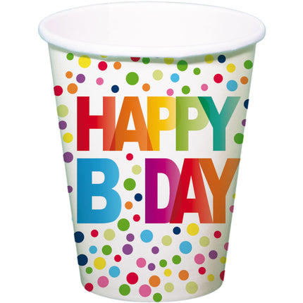 Tazze di compleanno Happy Birthday Dots 250ml 8pz