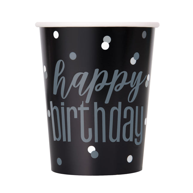 Tazze di Buon Compleanno Nero 266ml 8pz