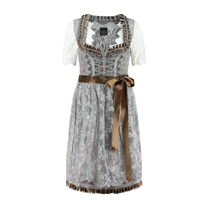 Abito Dirndl Argento Oktoberfest Donna 2 Pezzi