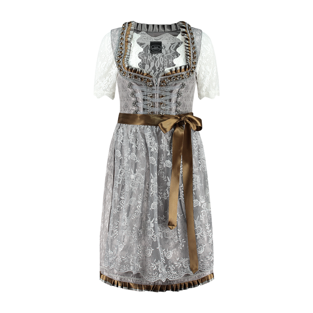 Abito Dirndl Argento Oktoberfest Donna 2 Pezzi