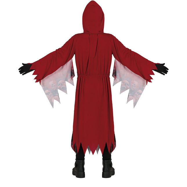 Costume di Halloween da teschio bambino rosso