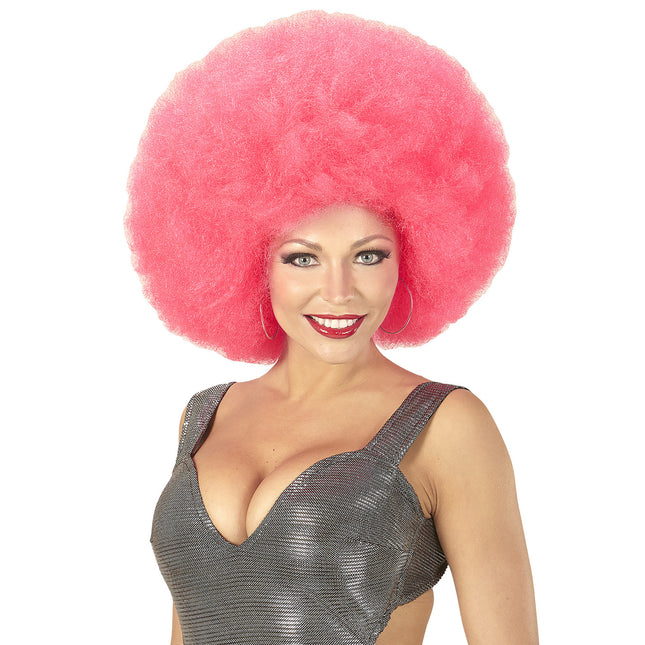 Parrucca rosa afro extra large