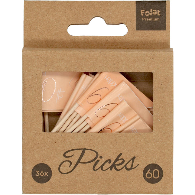 Prickers 60 anni oro rosa 6,5 cm 36 pezzi