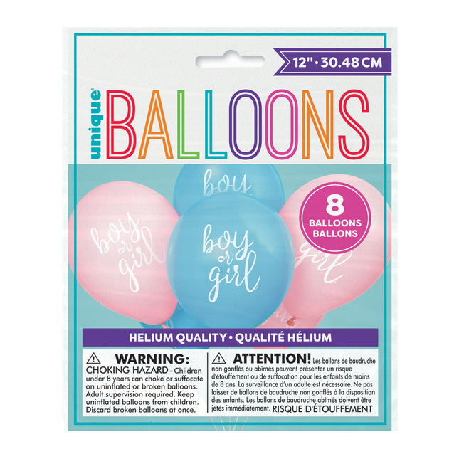 Palloncini rivelazione di genere ragazzo o ragazza 30cm 8pcs