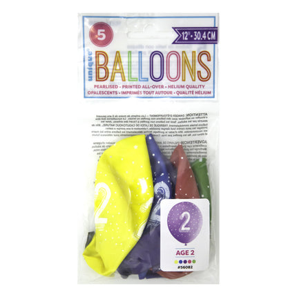 Palloncini 2 anni Coriandoli 30cm 5pz