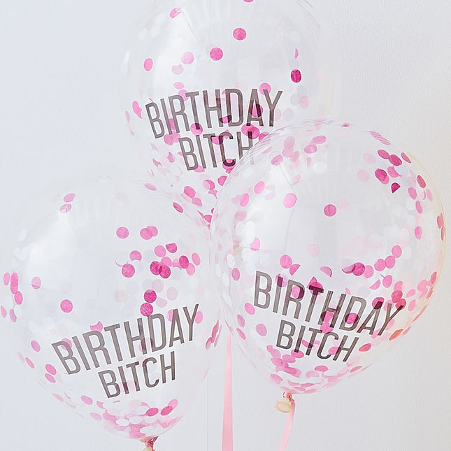 Set di palloncini rosa Happy Birthday Bitch 2,5 m