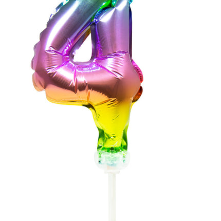 Palloncino in foil Figura 4 Arcobaleno 13 cm con bastoncino