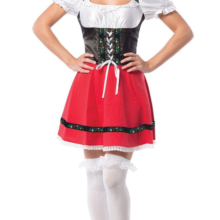 Abito Dirndl Oktoberfest Rosso Bianco con fiocco