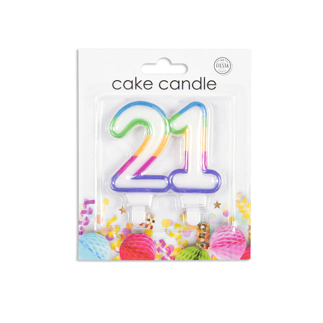 Candela 21 anni colorata 7 cm