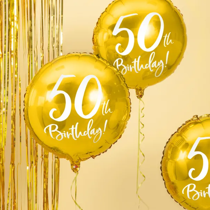 Palloncino ad elio 50° compleanno oro vuoto 45 cm