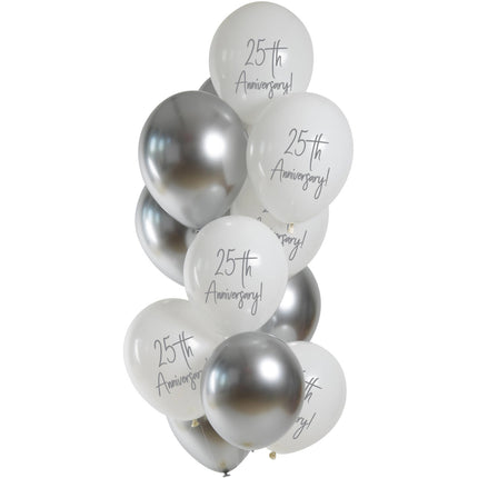 Palloncini argento 25 anni 33cm 12pz