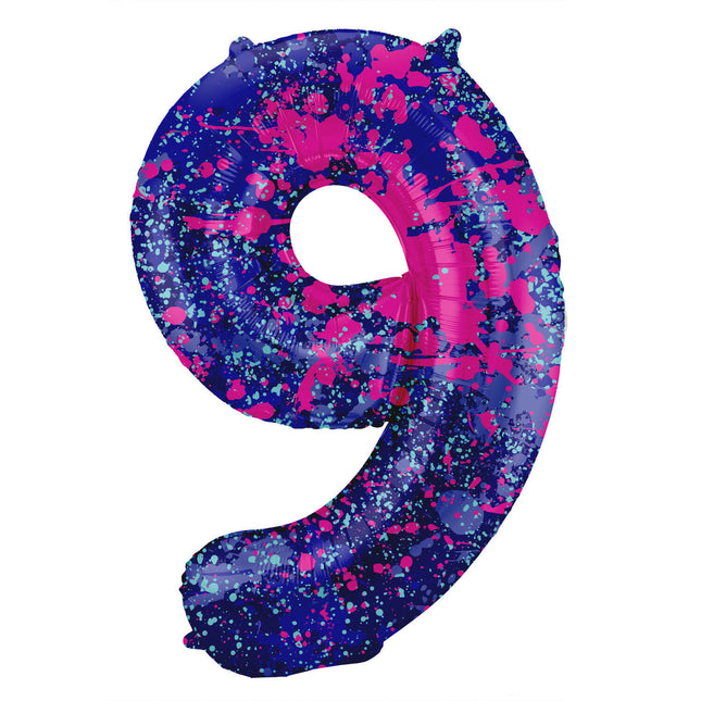 Palloncino Numero 9 Anni Splatters Vuoto 86cm