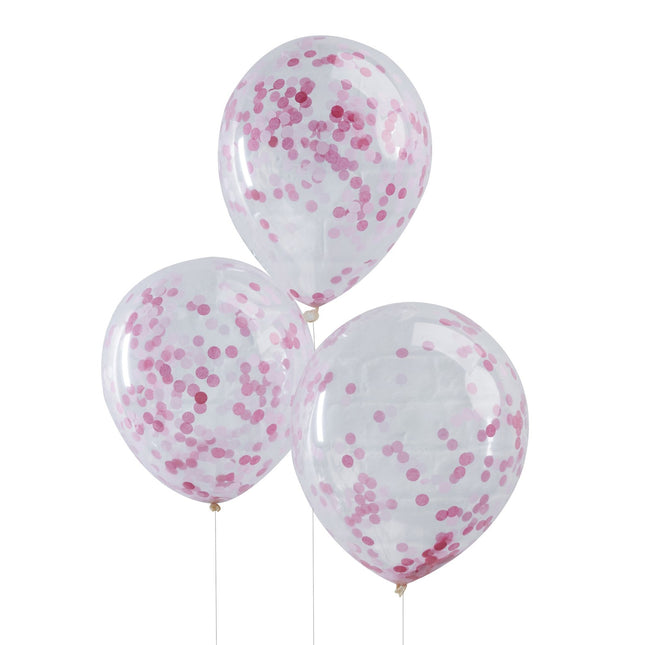 Palloncini rosa con coriandoli 30cm 5pz