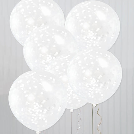 Palloncini a coriandoli bianchi 30,5 cm 6 pezzi