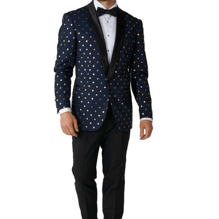 Smoking da uomo a pois blu scuro e oro <tc>OppoSuits</tc>