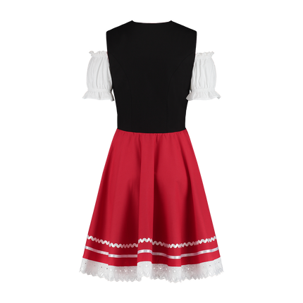 Dirndl 2-dlg., nero/rosso, camicetta Carmen