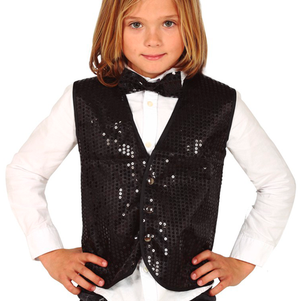 Gilet nero con paillettes bambino