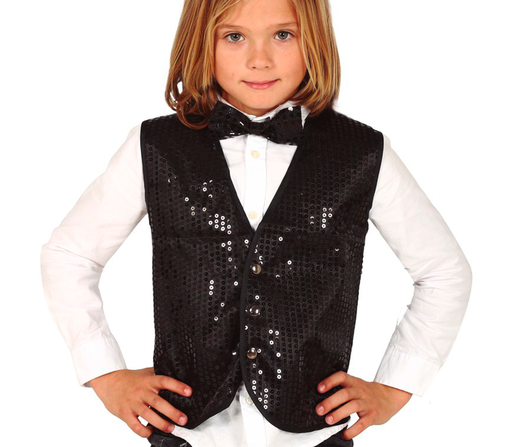 Gilet nero con paillettes bambino