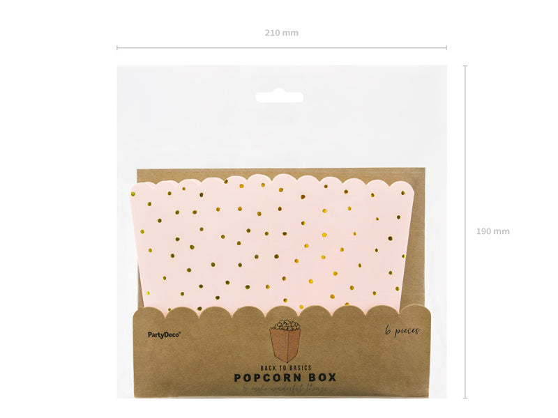 Ciotole per popcorn rosa chiaro con puntini dorati 12,5 cm 6 pezzi