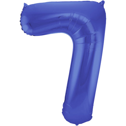 Palloncino in foil Figura 7 Blu Opaco XL 86cm vuoto