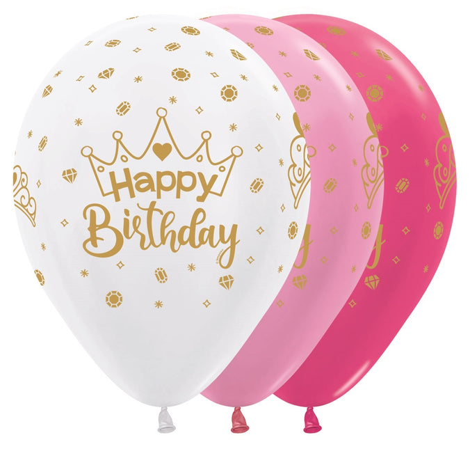 Palloncini Buon Compleanno Corona 30cm 25pz