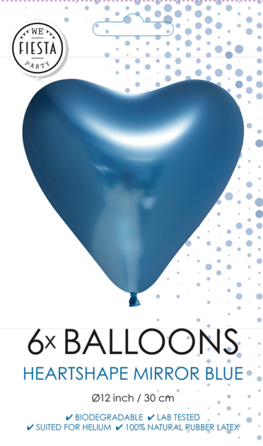 Palloncini a cuore blu 30cm 6pz