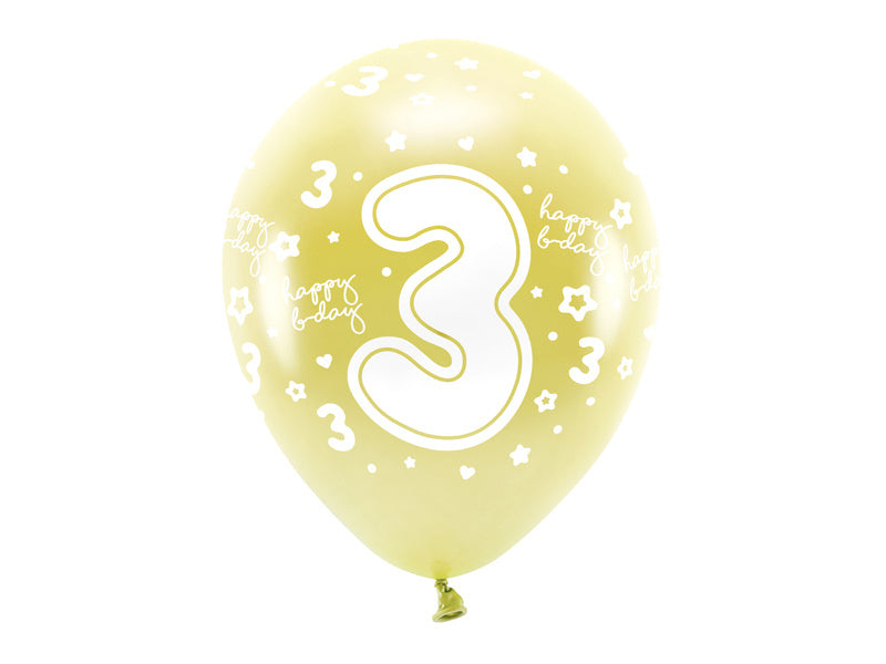 Palloncini 3 anni oro 33cm 6pz